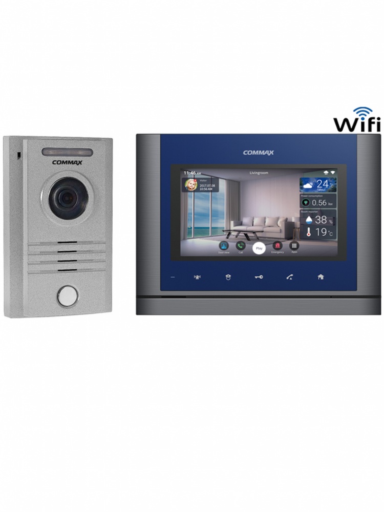 COMMAX CDV70N2 - Monitor para videoportero de 7 pulgadas con auricular, soporta hasta 2 frentes de calle con función de apertura de puerto