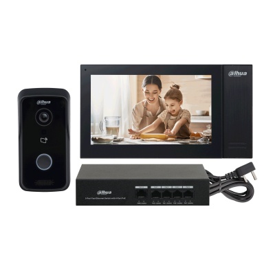 DAHUA KTA02M - Kit de videoportero analógico con frente de calle metálico y cámara de 1.3 MP, DWDR e IR automático. Incluye monitor TFT de 7", entrada y salida de audio, y soporte para botón de salida. Ideal para seguridad y comodidad/ #BuenFinDahua20