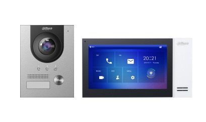 DAHUA KTP01L(S) - Kit de Videoportero IP con Frente de Calle Metálico Antivandálico y cámara de 2MP. Incluye monitor táctil de 7", ranura SD, control de puerta, E/S de alarmas, y switch PoE de 6 puertos, 36W. Ideal para seguridad avanzada/ #VDP