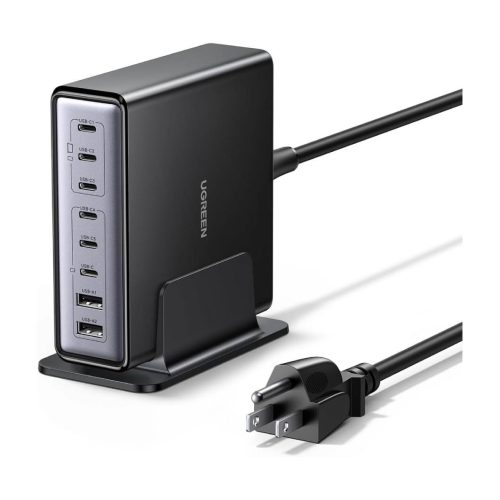 UGREEN CARGADOR 200W GAN Y 8 PUERTOS, ESTACIÓN DE CARGA DE ESCRITORIO CON 6 USB C Y USB PD, CARGA RÁPIDA DE 100W