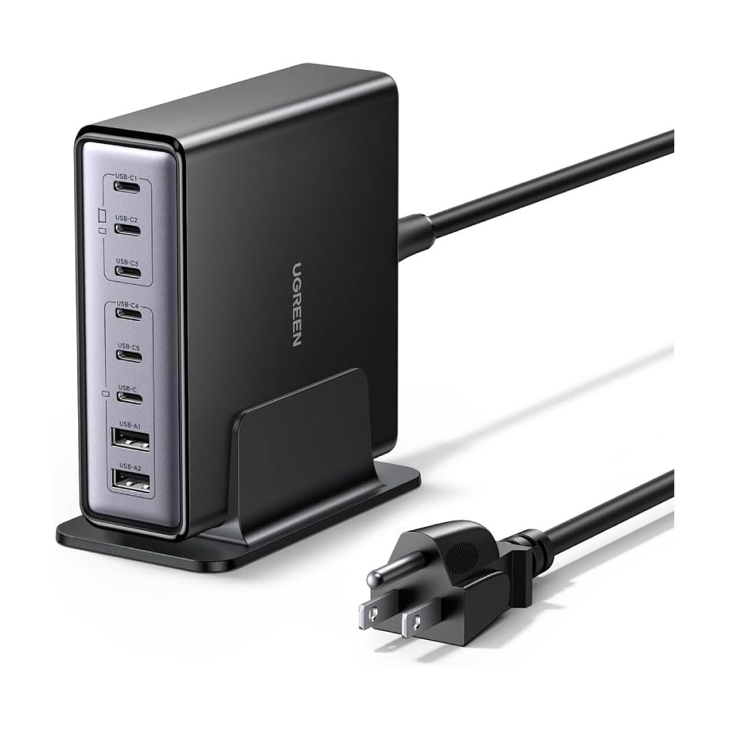 UGREEN CARGADOR 200W GAN Y 8 PUERTOS, ESTACIÓN DE CARGA DE ESCRITORIO CON 6 USB C Y USB PD, CARGA RÁPIDA DE 100W