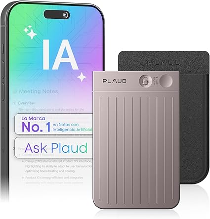 Plaud Note Grabadora de Voz Profesional con IA – Transcribe, Resume, 64GB, 112 Idiomas, Control por App (Incluye Funda de Protección) - Image 4