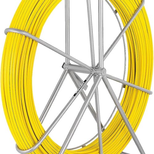 Guía jala cables de Fibra de Vidrio 200 m / 6 mm con Soporte de Carrete de Hierro Duradero Guia Jala Cable Conducto Fibra De Vidrio