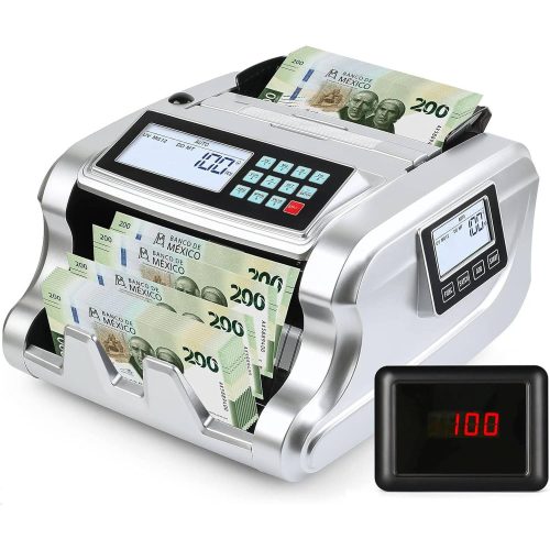 CONTADORA DE BILLETES MEXICANOS, DETECTOR DE BILLETES FALSOS CON TRES PANTALLAS LED, VELOCIDAD DE CONTEO 1000PCS MIN,VISAS