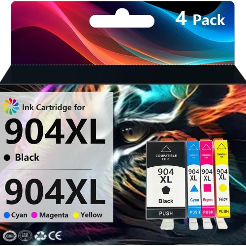 CARTUCHOS DE TINTA 904XL COMPATIBLES PARA HP OFFICEJET PRO 6970 – PAQUETE DE 4 COLORES (NEGRO, CIAN, MAGENTA Y AMARILLO) – ALTO RENDIMIENTO Y CALIDAD DE IMPRESIÓN