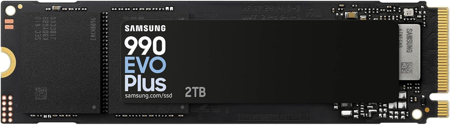 SSD SAMSUNG 990 EVO PLUS 2TB M.2 NVME PCIe GEN 4x4 / GEN 5x2 – HASTA 7250 MB/S LECTURA Y 6300 MB/S ESCRITURA – TURBOWRITE 2.0 Y CONTROL TÉRMICO AVANZADO