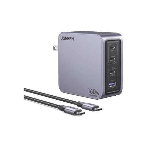 CARGADOR RÁPIDO UGREEN GAN 160W MÁXIMO, 3 USB-C + 1 USB-A, PD3.1 140W, PPS, UFCS, QC5, PROTECCIONES MÚLTIPLES, PC 94-V0, 25876