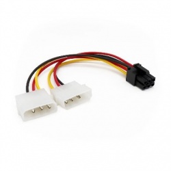 BROBOTIX CABLE DE PODER PCI‑E 6‑PIN MACHO A 2 X MOLEX 4‑PIN MACHO – ADAPTADOR DE ALIMENTACIÓN PARA TARJETAS GRÁFICAS – LONGITUD 18 CM