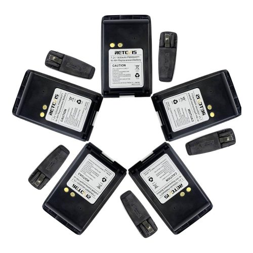 RETEVIS 1500MAH 7.2V NI-MH BATERÍA + CLIP DE CINTURÓN PARA MOTOROLA MAG ONE BPR40 A8 PMNN4071 PMNN4071AR RADIO DE 2 VÍAS WALKIE TALKIES (PAQUETE DE 5)