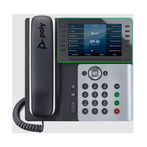 POLY TELÉFONO IP EDGE E500 CON PANTALLA 5, ALÁMBRICO, 12 LÍNEAS, ALTAVOZ, NEGRO BLANCO 2200-87855-025