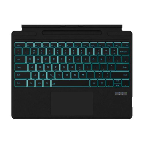 TECLADO PARA MICROSOFT SURFACE PRO 11 10 9 8 X, SETEESAMVO BLUETOOTH 5.2 TIPO CUBIERTA CON 7 COLORES RETROILUMINADOS, PANEL TÁCTIL, SOPORTE PARA LÁPICES, BATERÍA RECARGABLE