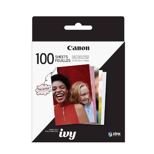 CANON IVY ZINK - PAPEL CALCOMANÍA FOTOGRÁFICO DE 2 X 3 PULGADAS, PAQUETE DE 100 HOJAS