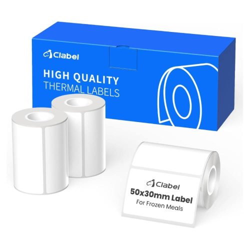 CLABEL ETIQUETA TÉRMICA DE 1.97 X 1.18 PULGADAS (50 X 30 MM), 3 ROLLOS DE CALCOMANÍAS TÉRMICAS, IMPERMEABLES, A PRUEBA DE ACEITE, RESISTENCIA A BAJAS Y ALTAS TEMPERATURAS PARA LA OFICINA EN CASA