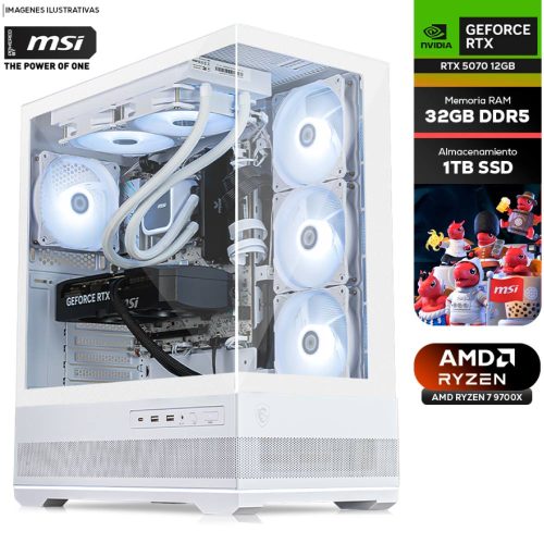 COMPUTADORA PRIDE MSI HYRAX V2, NVIDIA GEFORCE RTX 5070 12GB, AMD RYZEN 7 9700X, SSD 1TB, 32GB RAM DDR5, 850W 80+ GOLD, WIFI, BT