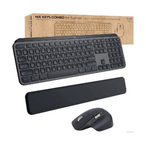 KIT DE TECLADO Y MOUSE LOGITECH MX KEYS COMBO FOR BUSINESS GEN 2, RF INALÁMBRICO + BLUETOOTH, GRAFITO (ESPAÑOL), 920-010924