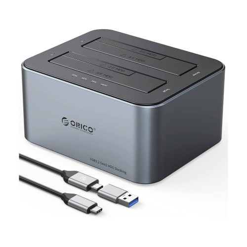 ORICO ESTACIÓN DE ACOPLAMIENTO PARA DISCOS DE 2.5" Y 3.5" CON FUNCIÓN DE CLONACIÓN,UASP,ALUMINIO USB 3.2 GEN 2 ESTACIÓN DE ACOPLAMIENTO,SOPORTE 2*18TB,SIN HERRAMIENTAS, (ORICO-6626C3-C-US-GY-BP)