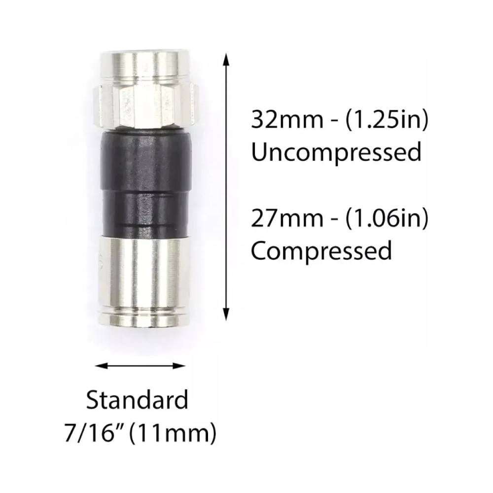 100 PCS CONECTOR F DE COMPRESION PARA CABLE COAXIAL RG6 CXMQIAGA