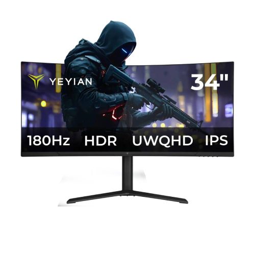 MONITOR GAMER CURVO YEYIAN ELYSIUM34 LED IPS 34, 3440X1440 ULTRA WIDE QUAD HD, 180HZ, HDMI DISPLAYPORT, NEGRO, YMC-IP434-P2