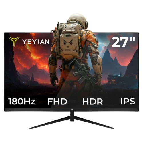MONITOR GAMER YEYIAN ELYSIUM27 LED IPS 27", 1920X1080 FULL HD, FREESYNC, 180HZ, HDMI/DISPLAYPORT, BOCINAS INTEGRADAS, NEGRO, YMF-IPF27-M1
