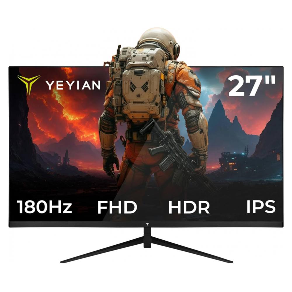 MONITOR GAMER YEYIAN ELYSIUM27 LED IPS 27", 1920X1080 FULL HD, FREESYNC, 180HZ, HDMI/DISPLAYPORT, BOCINAS INTEGRADAS, NEGRO, YMF-IPF27-M1