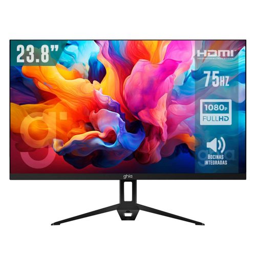 MONITOR GHIA MG2423 LED 23.8, 1920X1080 FULL HD, 75HZ, HDMI, BOCINAS INTEGRADAS, NEGRO, MG2423