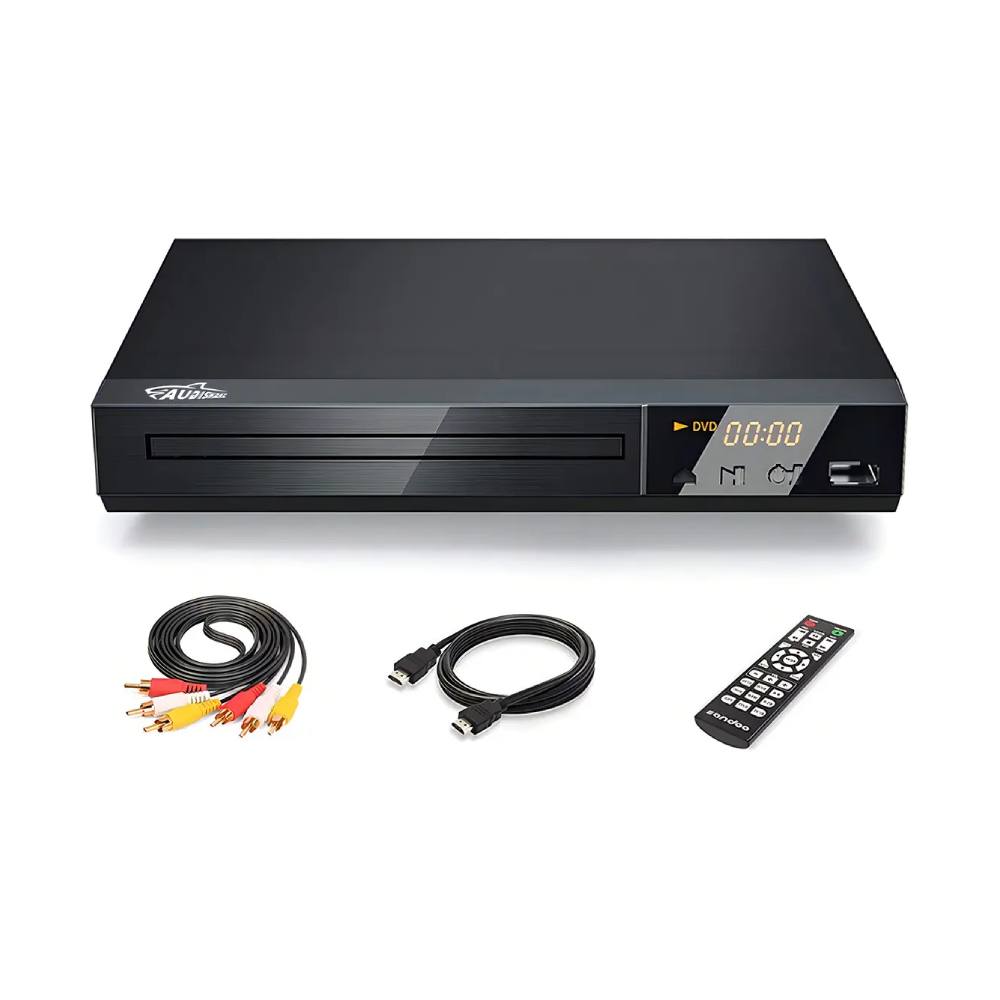 REPRODUCTOR DE DVD 1080P HD AUDISHAKO DVD-299 MULTIREGION PARA TV CON HMDI/AV/USB ADMITE DVD CD CONTROL REMOTO COLOR NEGRO