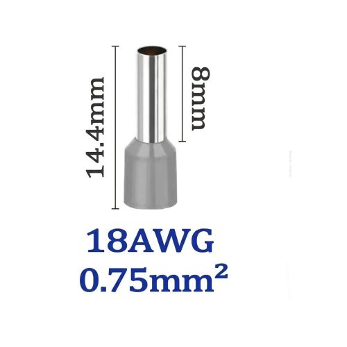 TERMINALES FERRUL PAQUETE 100 PIEZAS 16 AWG