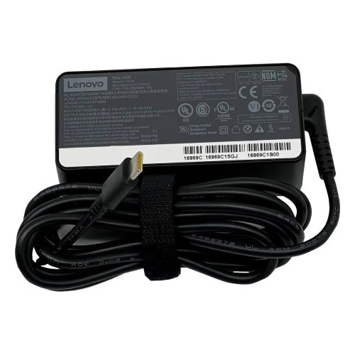 CARGADOR LENOVO 45W USB C 20V 2.25A COLOR NEGRO COMPACTO RÁPIDO Y EFICIENTE