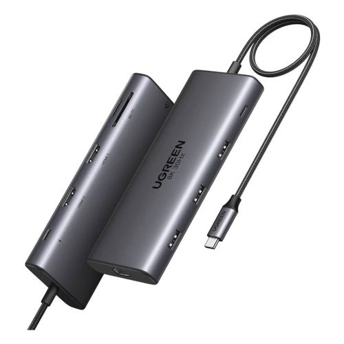 DOCKING STATION USB-C HUB 10 EN 1 UGREEN REVODOK PRO 210, DUAL HDMI 4K 60HZ Y 8K 30HZ, 3 PUERTOS USB-A + USB-C 3.0, CARGA PD 100W, ETHERNET GIGABIT 1000M, LECTOR TARJETAS SD Y TF, COMPATIBLE WINDOWS Y MACOS