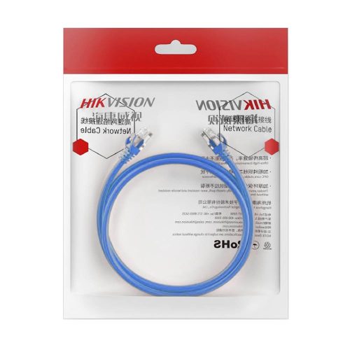 CABLE DE PARCHEO HIKVISION (PATCH CORD), UTP, CAT. 6 (24 AWG), 2 METROS (6.56 PIES), COLOR AZUL, IDEAL PARA POE+, INTERIOR, DS-1NP6UEC0-200-B