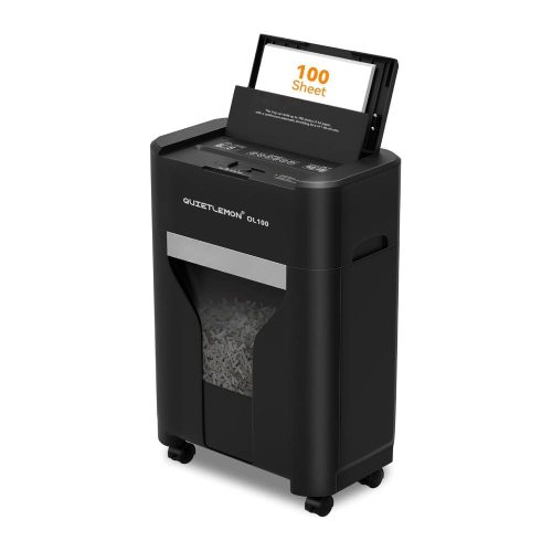 QUIETLEMON TRITURADORA DE PAPEL DE ALIMENTACIÓN AUTOMÁTICA DE 100 HOJAS PARA OFICINA EN CASA, 40 MINUTOS SIN PARAR, TRITURADORA DE PAPEL COMERCIAL RESISTENTE, TRITURADORA DE MICRO CORTE CON RUEDAS, OL100