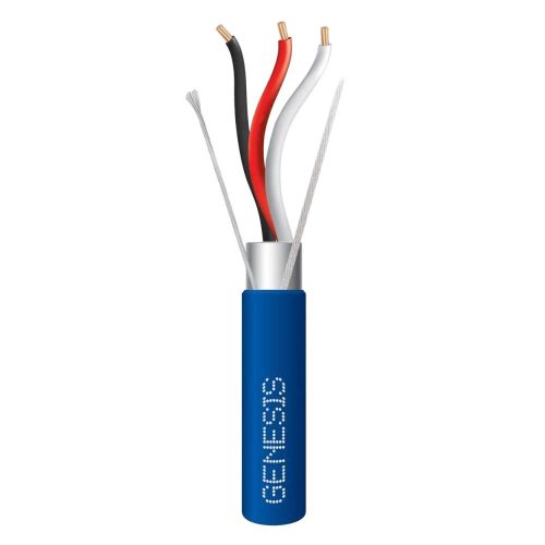 CARRETE GENESIS DE 305 METROS (1000 PIES) DE CABLE 3X18 AWG, PLENUM, BLINDADO, TIPO FPLP, CMP, CL3P, COLOR AZUL, PARA APLICACIONES EN SISTEMAS DE SEGURIDAD, AUDIO, CONTROL Y OTRAS APLICACIONES, 3226-1106