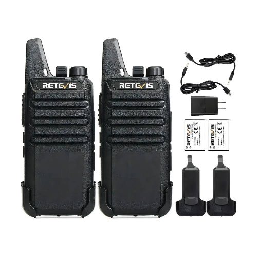 KIT DE 2 RADIOS RETEVIS RT22 CON CARGADOR GRUPAL – LARGO ALCANCE, USO SIN LICENCIA