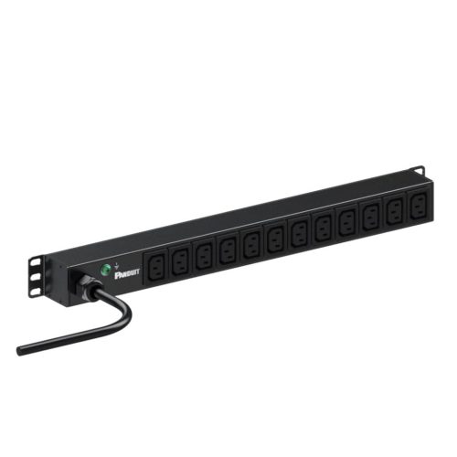 PANDUIT PDU ES2P BÁSICO PARA DISTRIBUCIÓN DE ENERGÍA, ENCHUFE DE ENTRADA NEMA L6-20P, CON 12 CONTACTOS C13, INSTALACIÓN HORIZONTAL DE 19IN, 1UR, 20 AMP, 220 VCA, E12B46M