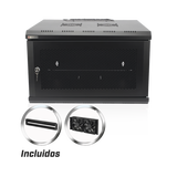GABINETE DE PARED 19 IN 6UR (455MM) - PUERTA PERFORADA INCLUYE: 2 VENTILADORES Y PANEL CEPILLO PRECISION PS-06-550D