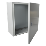 GABINETE DE ACERO IP66 USO EN INTEMPERIE (400 X 400 X 200 MM) CON PLACA TRASERA INTERIOR DE METAL Y COMPUERTA INFERIOR PRECISION PST-4040-20A